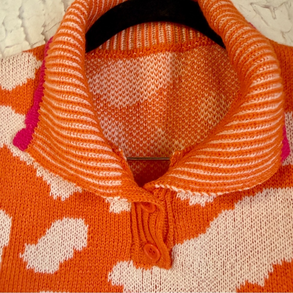 SHEIN Orange and White Cowl Neck Sweater Vest - Picture 5 of 8